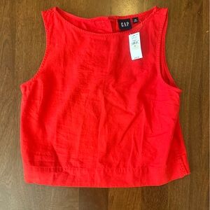 GAP Women's Bright Red Linen Crop Top